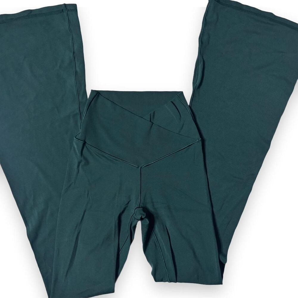 OFFLINE by Aerie Real Me High Waisted Crossover Flare Leggings XS Dark Green